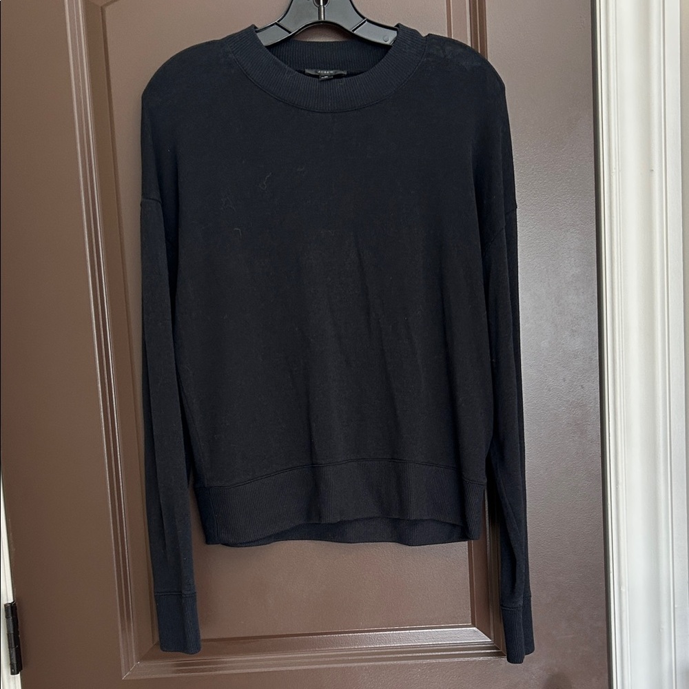 J. Crew Classic Lightweight Black Crew Neck Sweater Medium Like New